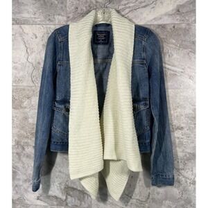 Abercrombie & Fitch Denim Jacket with Knit Shawl Collar Combo Women's XS